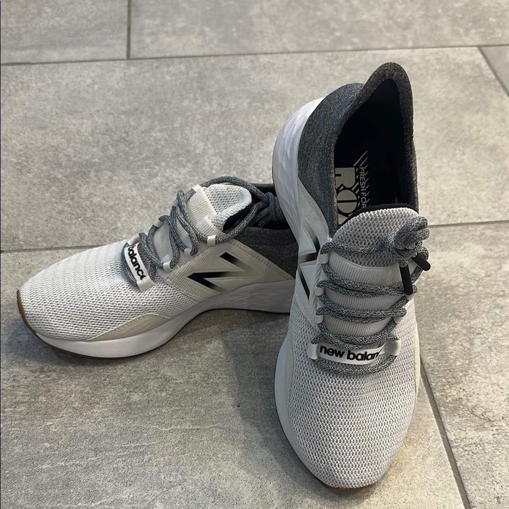 New Balance Light Gray and Black Running Shoes